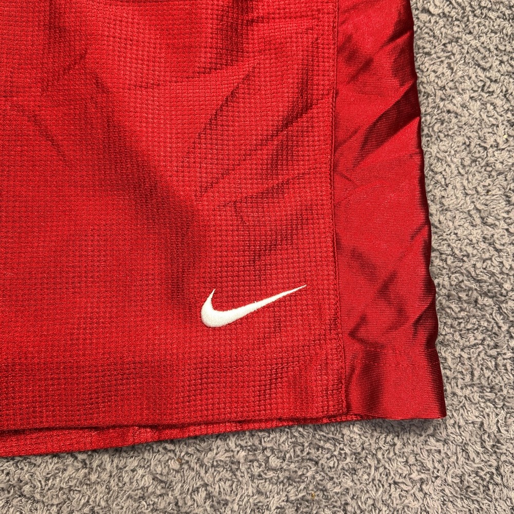 Nike‎ Basketball Shorts Men Small Red Dazzle Y2K Swoosh Athletic Mesh Drawstring - Picture 2 of 7